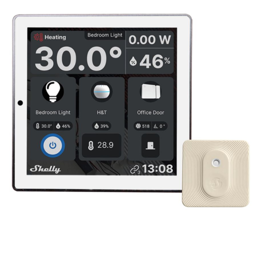 Pack Shelly Wall Display 4 pulgadas Ivory con sensor BLU H&T temperatura