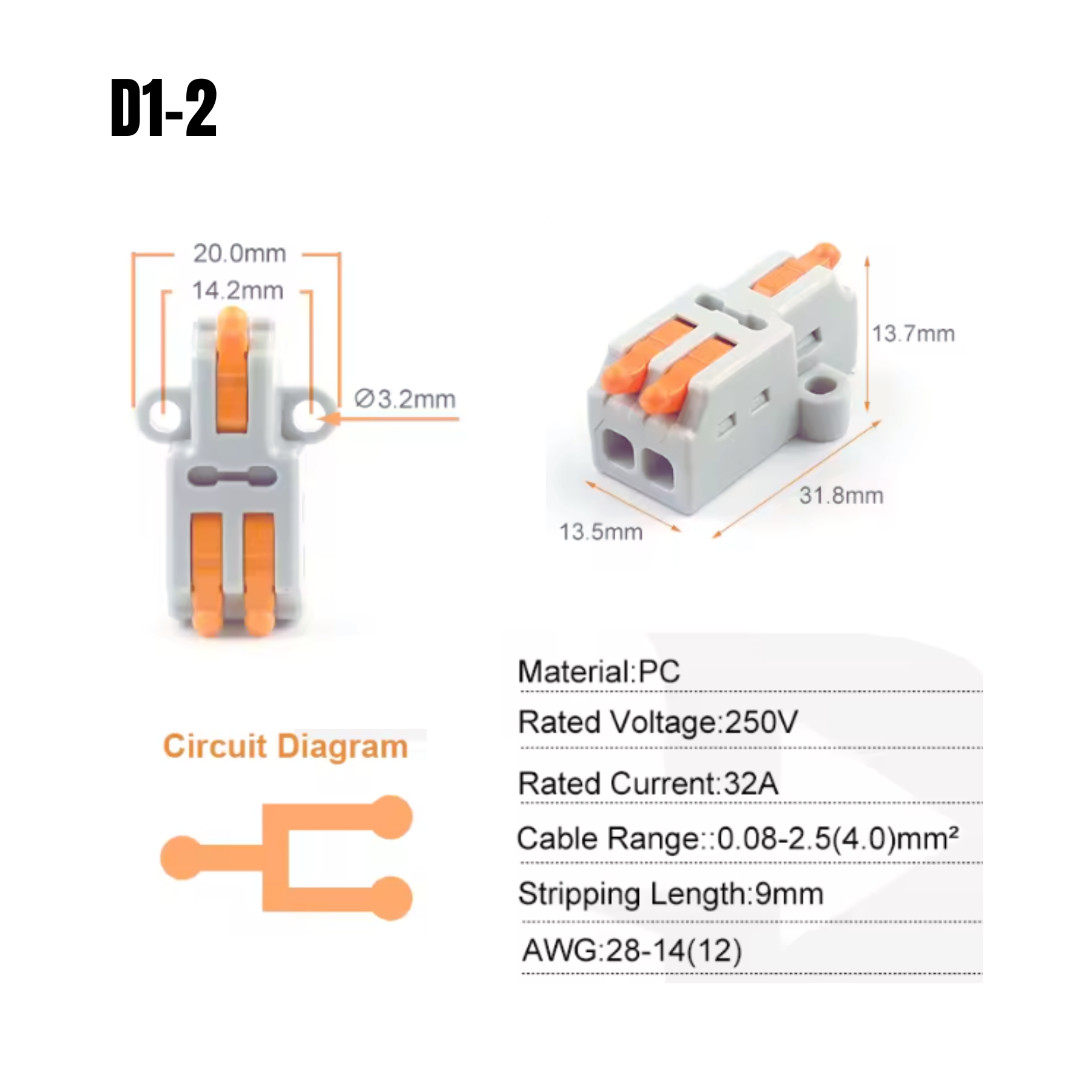 Pack de Clemas eléctricas de empuje para cables - Imagen 2