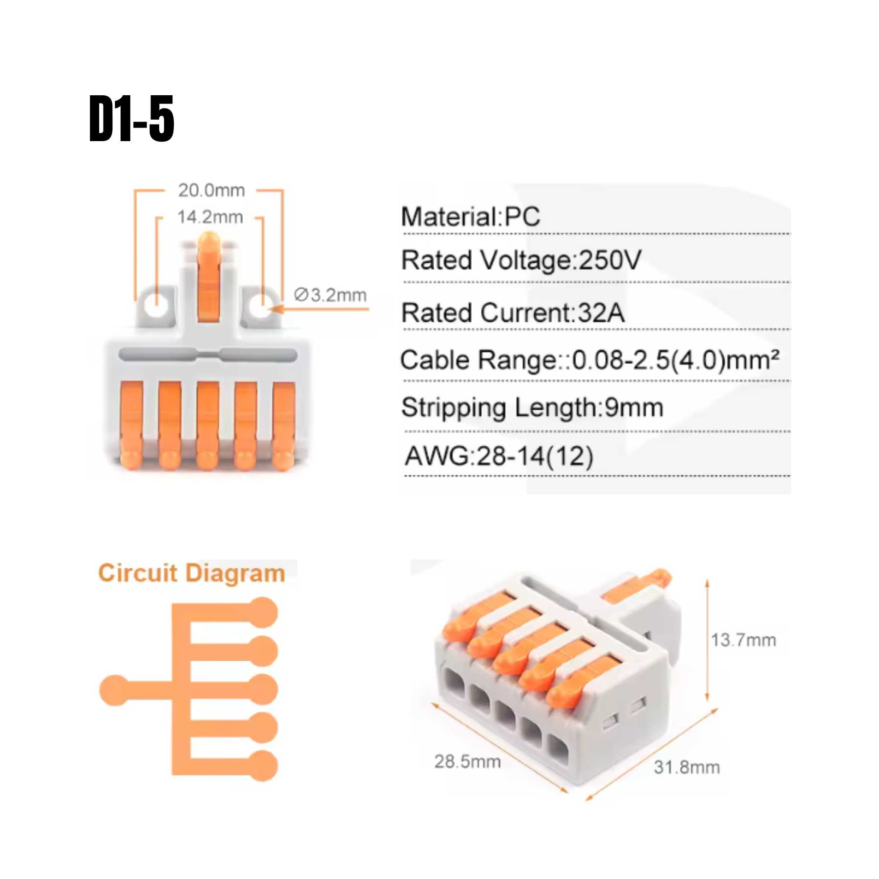 Pack de Clemas eléctricas de empuje para cables - Imagen 4