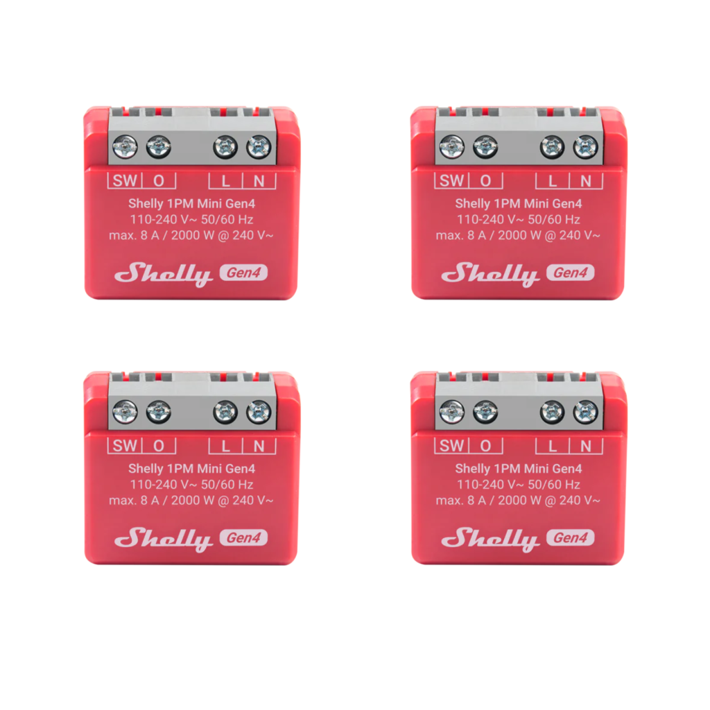 Packs Shelly 1PM Mini Gen4. 4, 6 y 8 Unidades