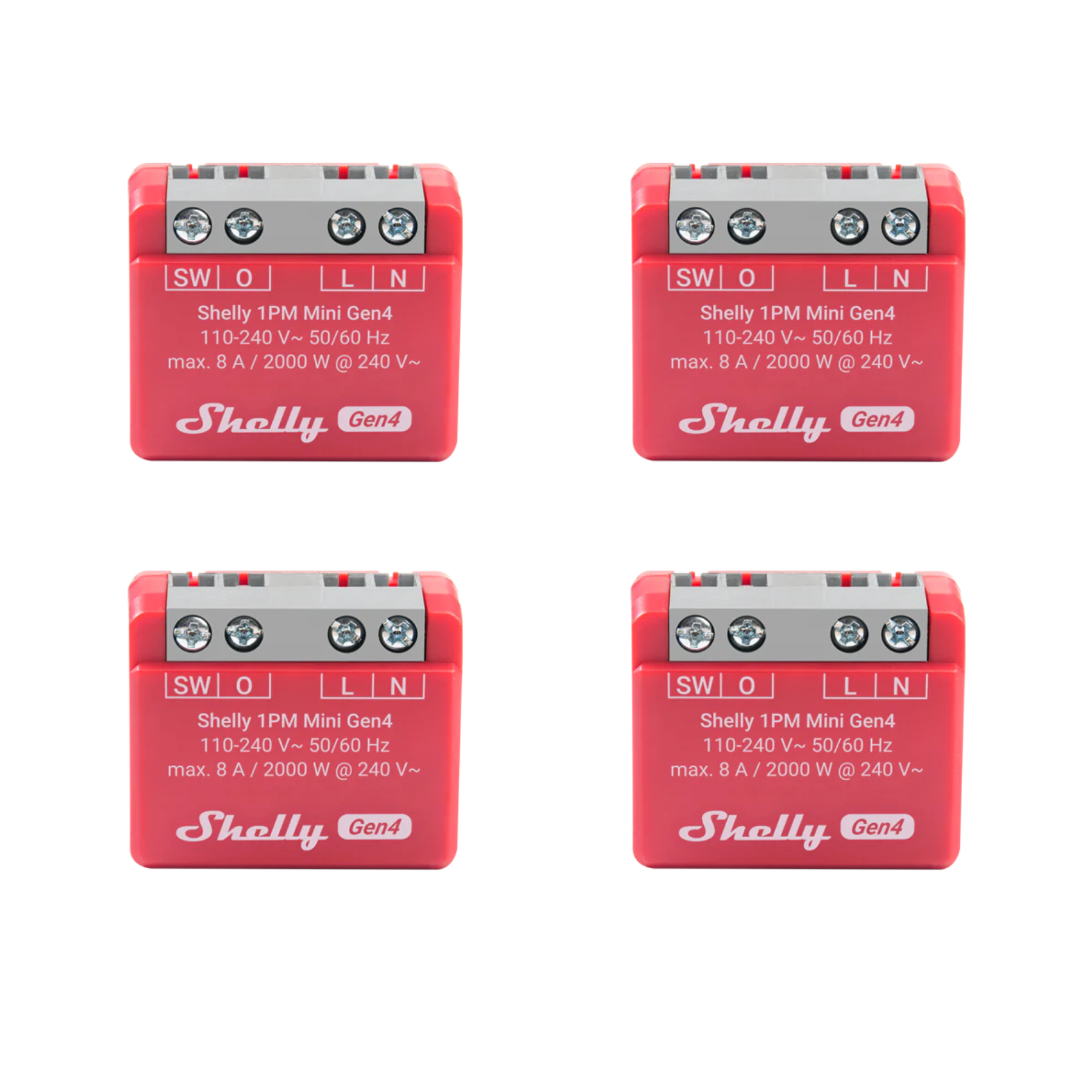 Packs Shelly 1PM Mini Gen4. 4, 6 y 8 Unidades