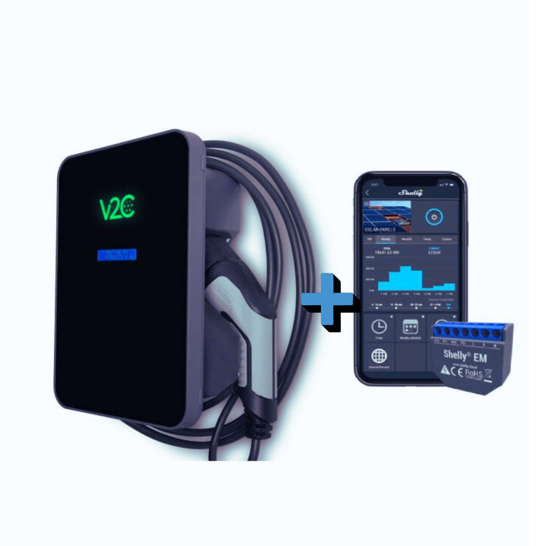 Pack Cargador Trydan 7.3kW con cable 5m y Shelly EM para vehículo eléctrico