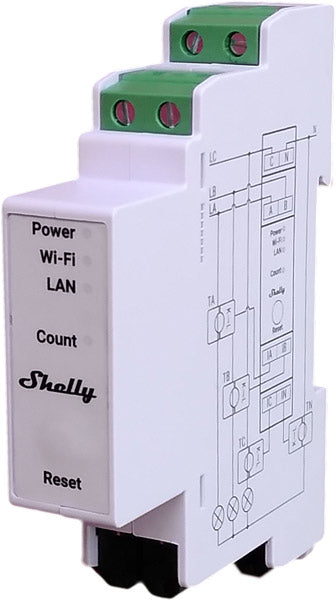 Shelly Pro 3EM-3CT63 medidor trifásico WiFi Ethernet carril DIN