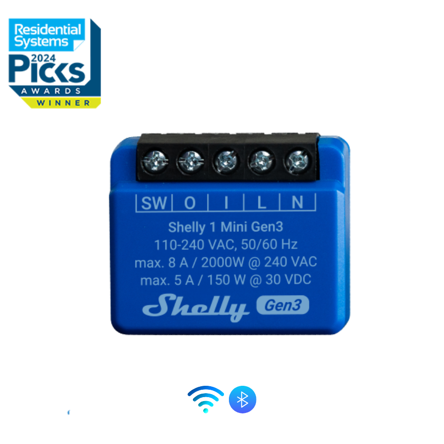 Shelly 1 Mini Gen3 relé WiFi ultracompacto contacto seco