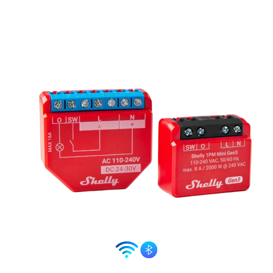 Comparativa tamaño Shelly 1PM Mini Gen3 vs Shelly 1PM Gen3