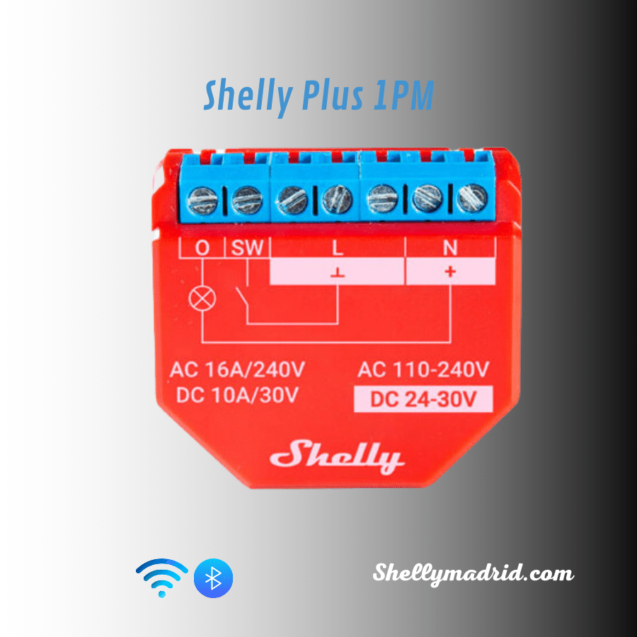 Shelly Plus 1PM relé WiFi 16A con medidor de energía