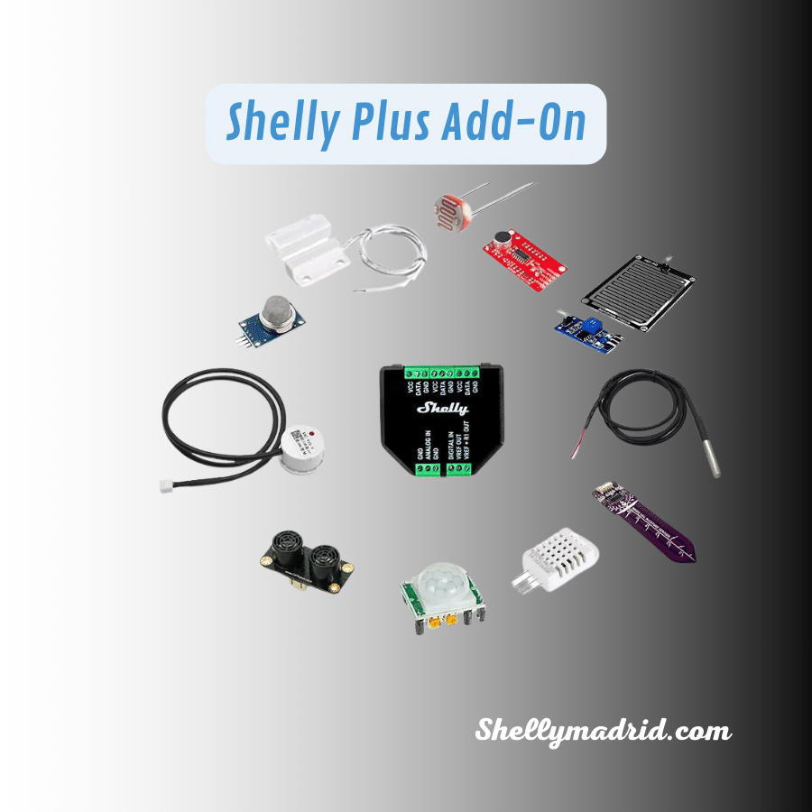 Shelly Plus Add-On sensores compatibles DS18B20 DHT22 NTC PIR analógicos