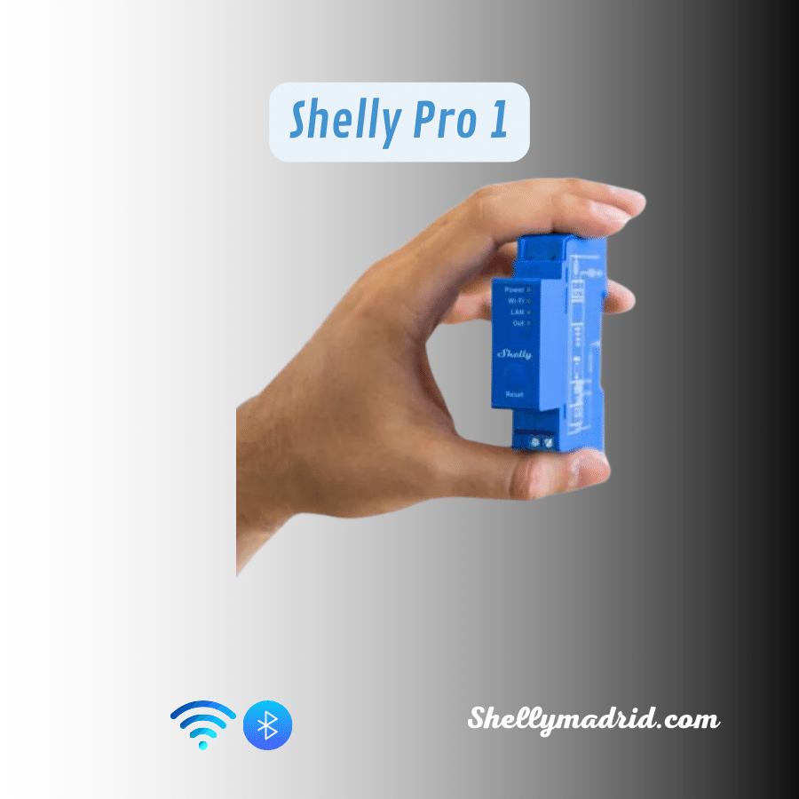 Shelly Pro 1 vista lateral carril DIN instalación profesional