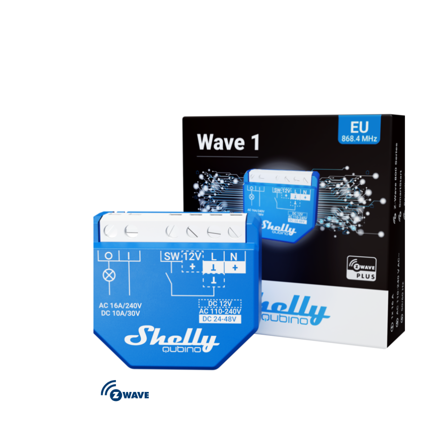 Shelly Qubino Wave 1 relé Z-Wave monocanal 16A automatización