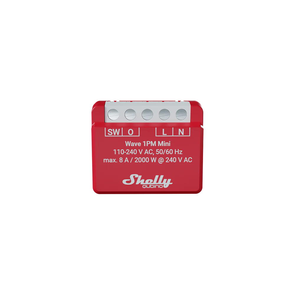 Shelly Wave 1PM Mini relé Z-Wave 800 ultracompacto 8A con medición potencia