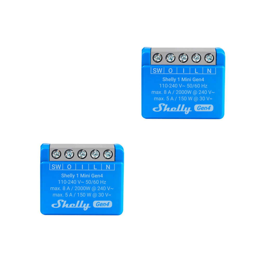 Pack 2 unidades Shelly 1 Mini Gen4 relé ultracompacto WiFi Matter 8A