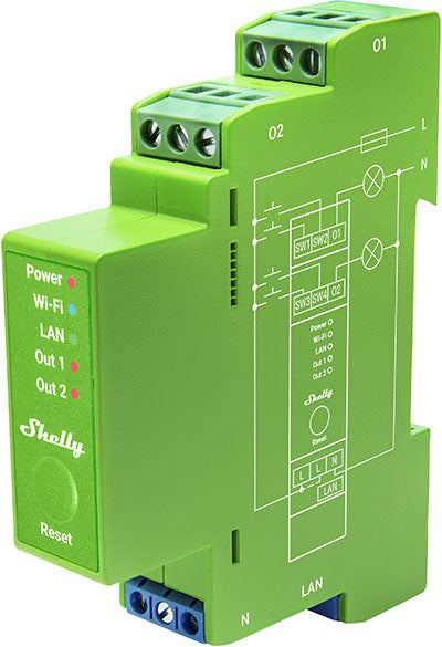 Shelly Pro Dimmer 2PM regulador intensidad WiFi 2 canales carril DIN
