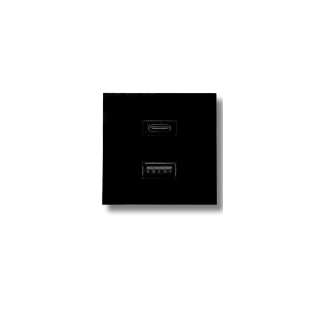 Shelly USB Charger negro para Wall Display Stand con USB-C y USB-A
