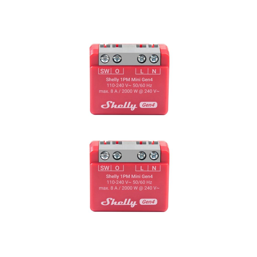 Pack 2 unidades Shelly 1PM Mini Gen4 relé multi-protocolo con medidor 8A