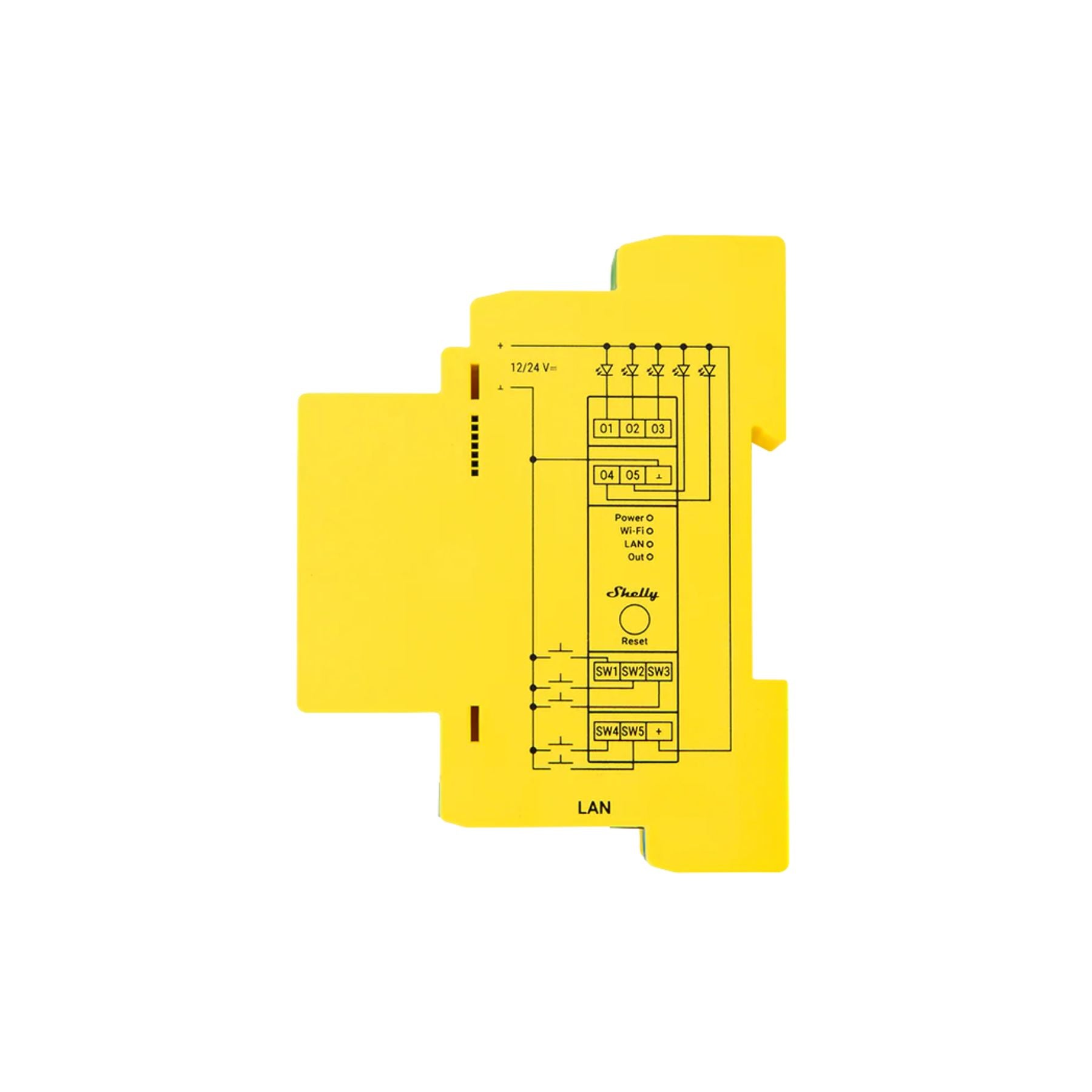 Diagrama de conexión Shelly Pro RGBWW PM tira LED RGBWW 5 canales