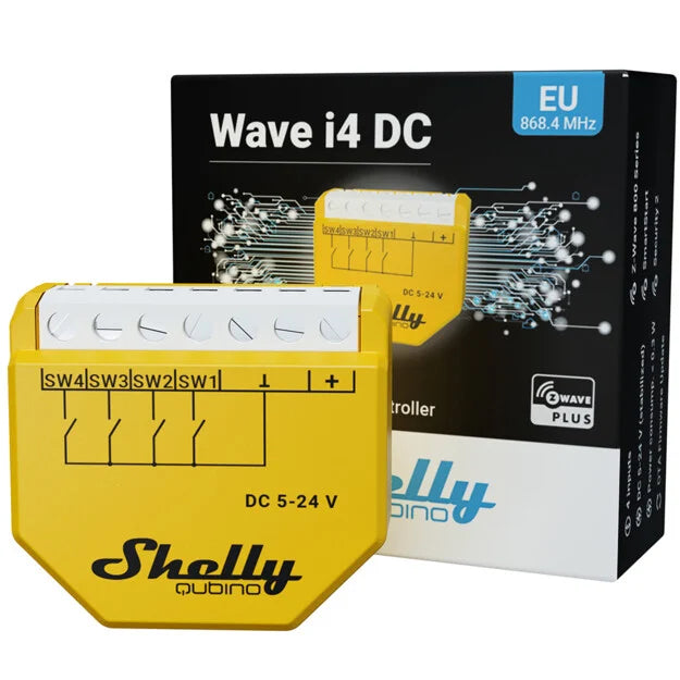 Shelly Wave i4 DC controlador 4 entradas contacto seco Z-Wave DC
