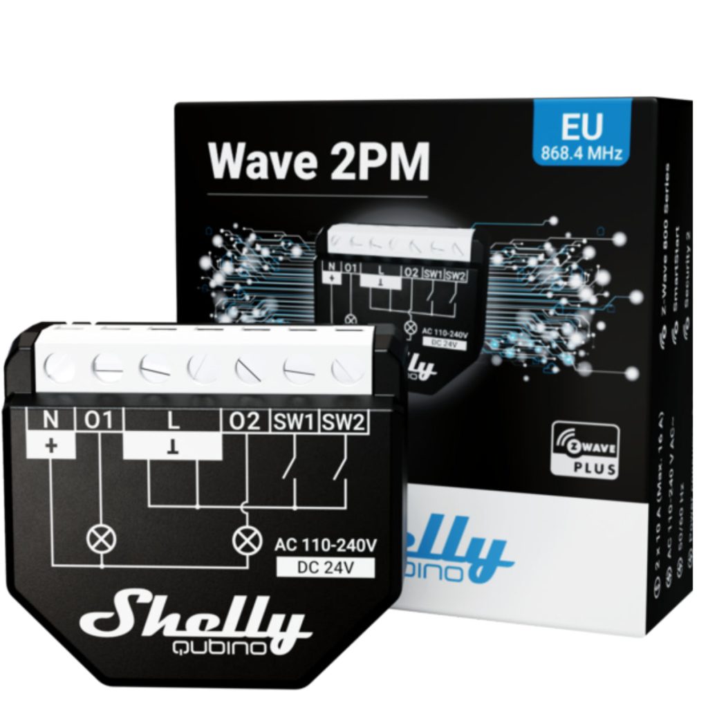 Shelly Qubino Wave 2PM relé Z-Wave doble canal con medidor de energía